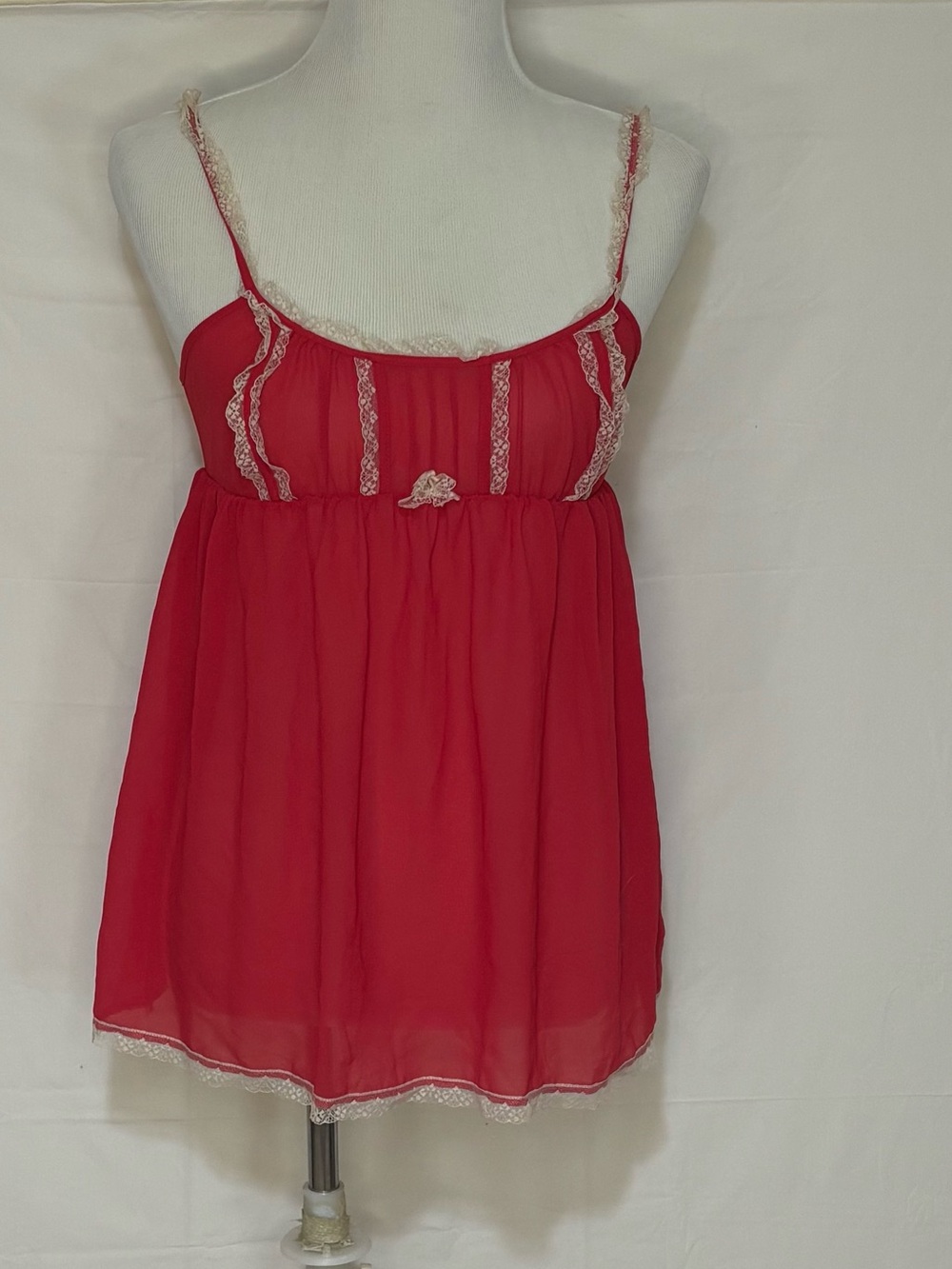 Victoria's Secret Red Lace-Trim Chemise